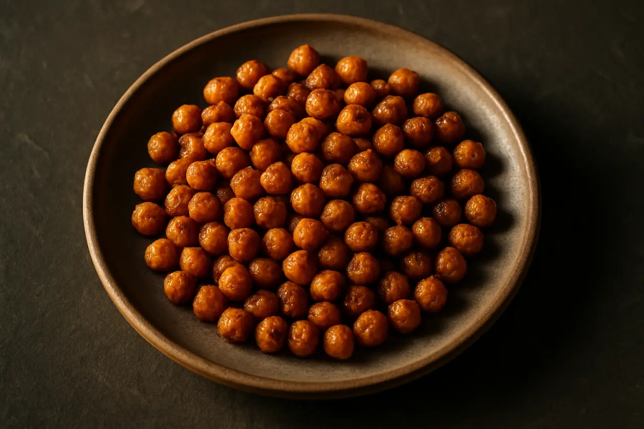 Crunchy Roasted Chickpeas - a can of chickpeas becomes a crunchy, salty snack that beats crisps on fiber by a mile