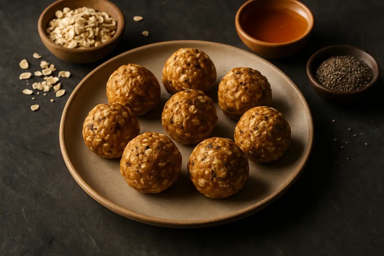 No-Bake Protein Balls - oats, peanut butter and seeds rolled into balls that live in the fridge