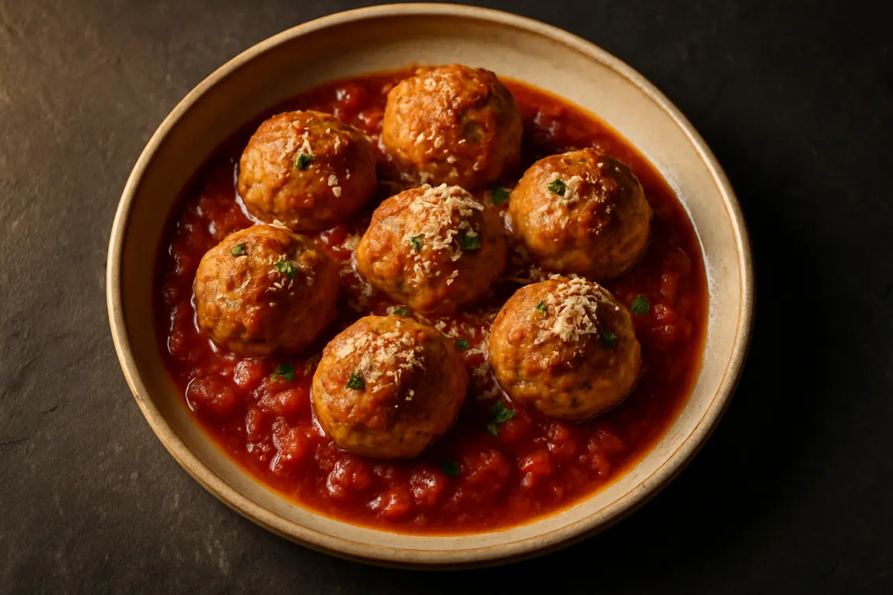Turkey Meatballs in Marinara - a double batch of tender turkey meatballs - half for tonight's spaghetti, half for the freezer