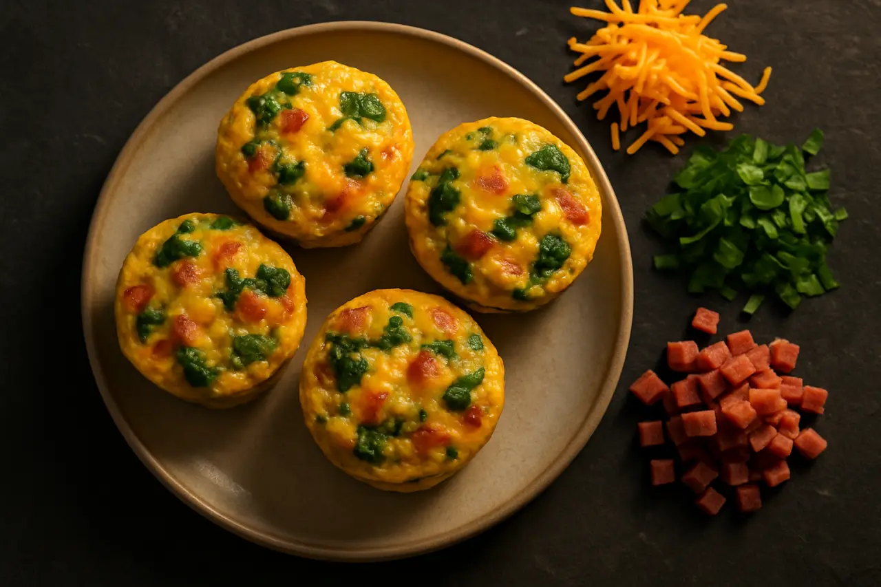 Veggie Egg Muffins - a muffin tin full of eggs, cheese and whatever veg is in the drawer
